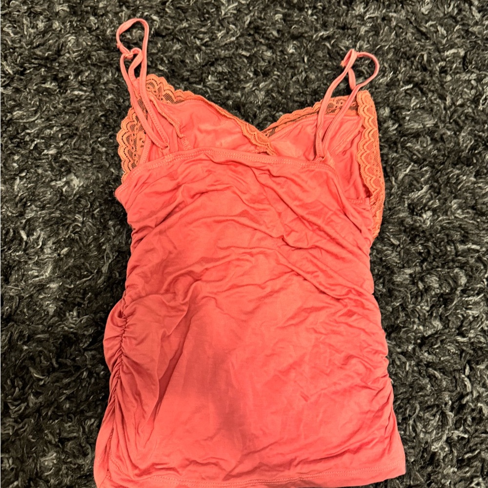 Coral Lace Trim Cami Top - Picture 2 of 2
